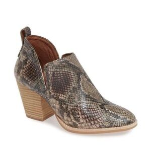 JEFFREY CAMPBELL Taupe Rosalee Snake Leather Heeled Boots